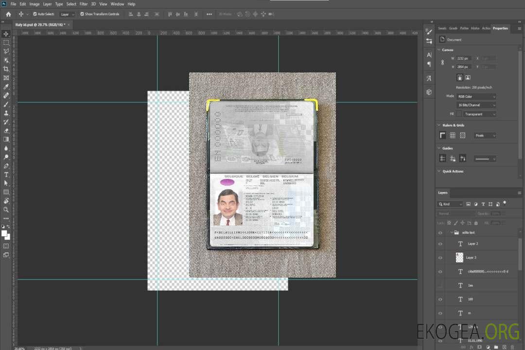 Aperçu photo du passeport belge version 2 (2017-présent) template